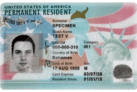 Sample Green Card - Front